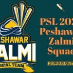 PSL 2020 Peshawar Zalmi Squad